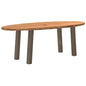 Eettafel 220x100x74 cm ovaal massief eikenhout lichtbruin
