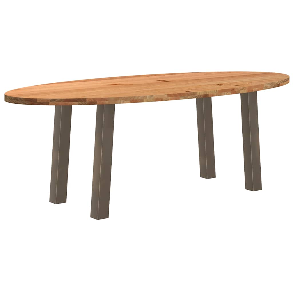 Eettafel 220x100x74 cm ovaal massief eikenhout lichtbruin