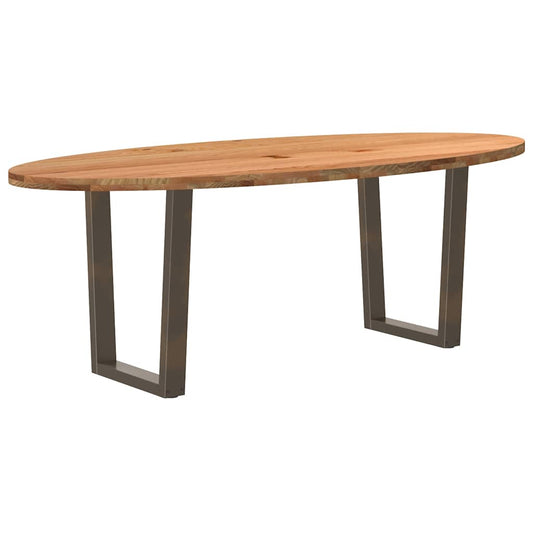 Eettafel 220x100x74 cm ovaal massief eikenhout lichtbruin