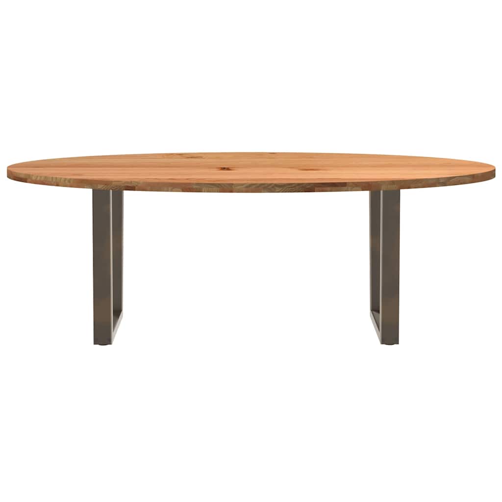 Eettafel 220x100x74 cm ovaal massief eikenhout lichtbruin