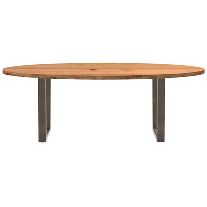 Eettafel 220x100x74 cm ovaal massief eikenhout lichtbruin