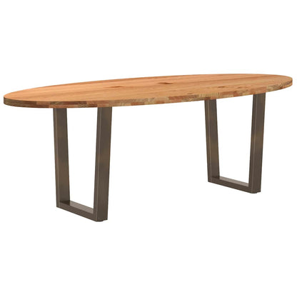 Eettafel 220x100x74 cm ovaal massief eikenhout lichtbruin