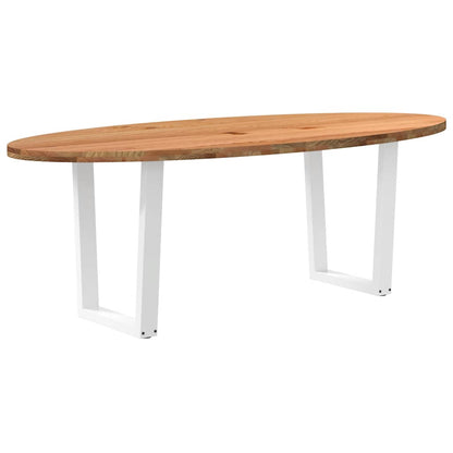 Eettafel 220x100x74 cm ovaal massief eikenhout lichtbruin