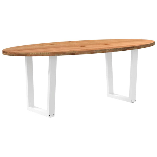 Eettafel 220x100x74 cm ovaal massief eikenhout lichtbruin