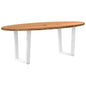 Eettafel 220x100x74 cm ovaal massief eikenhout lichtbruin