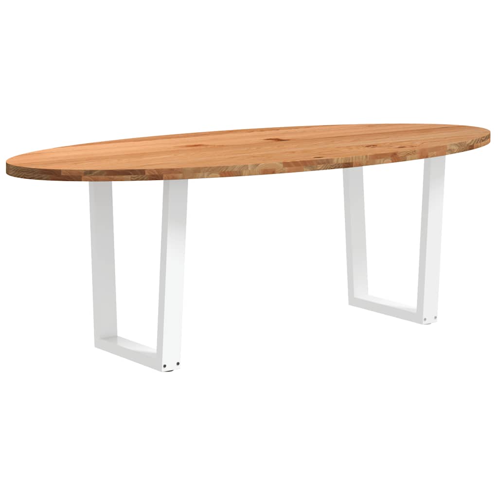 Eettafel 220x100x74 cm ovaal massief eikenhout lichtbruin