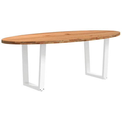 Eettafel 220x100x74 cm ovaal massief eikenhout lichtbruin