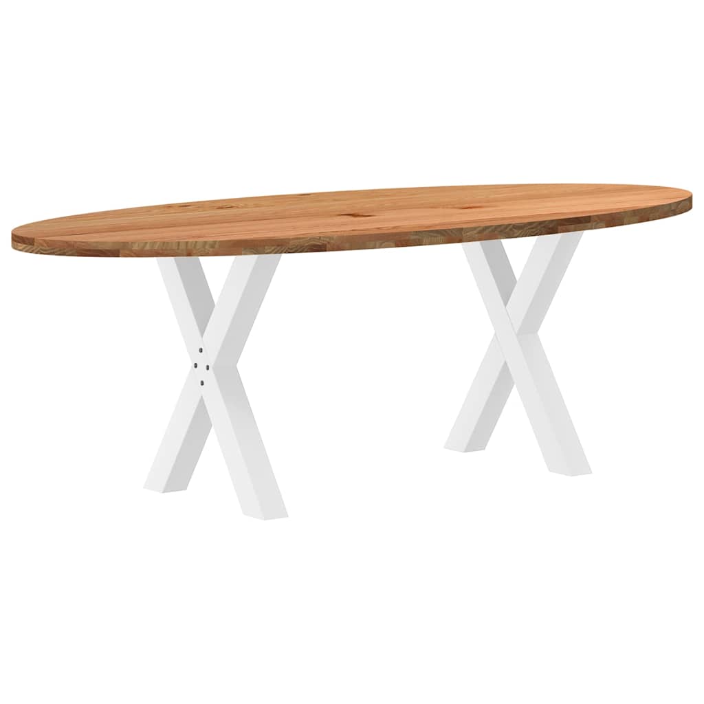 Eettafel 220x100x74 cm ovaal massief eikenhout lichtbruin