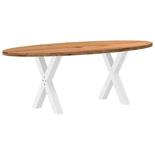 Eettafel 220x100x74 cm ovaal massief eikenhout lichtbruin