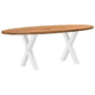 Eettafel 220x100x74 cm ovaal massief eikenhout lichtbruin