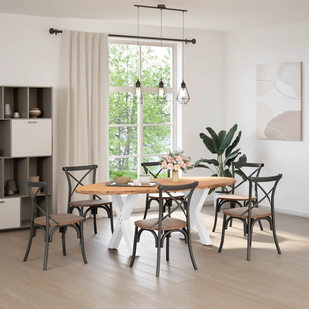 Eettafel 220x100x74 cm ovaal massief eikenhout lichtbruin