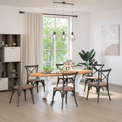 Eettafel 220x100x74 cm ovaal massief eikenhout lichtbruin
