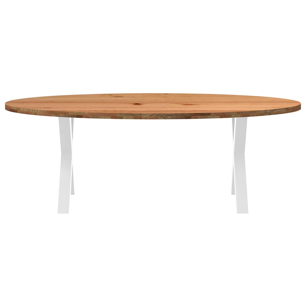 Eettafel 220x100x74 cm ovaal massief eikenhout lichtbruin