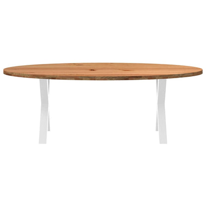 Eettafel 220x100x74 cm ovaal massief eikenhout lichtbruin