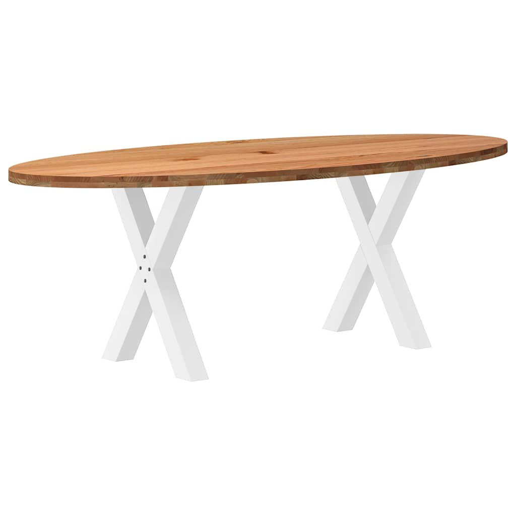 Eettafel 220x100x74 cm ovaal massief eikenhout lichtbruin
