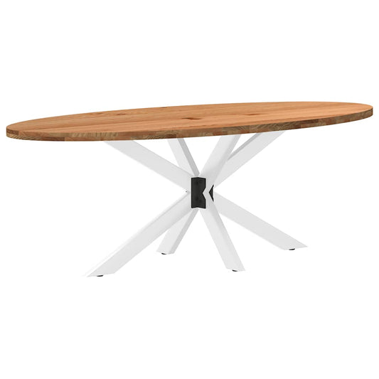 Eettafel 220x100x74 cm ovaal massief eikenhout lichtbruin