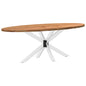 Eettafel 220x100x74 cm ovaal massief eikenhout lichtbruin