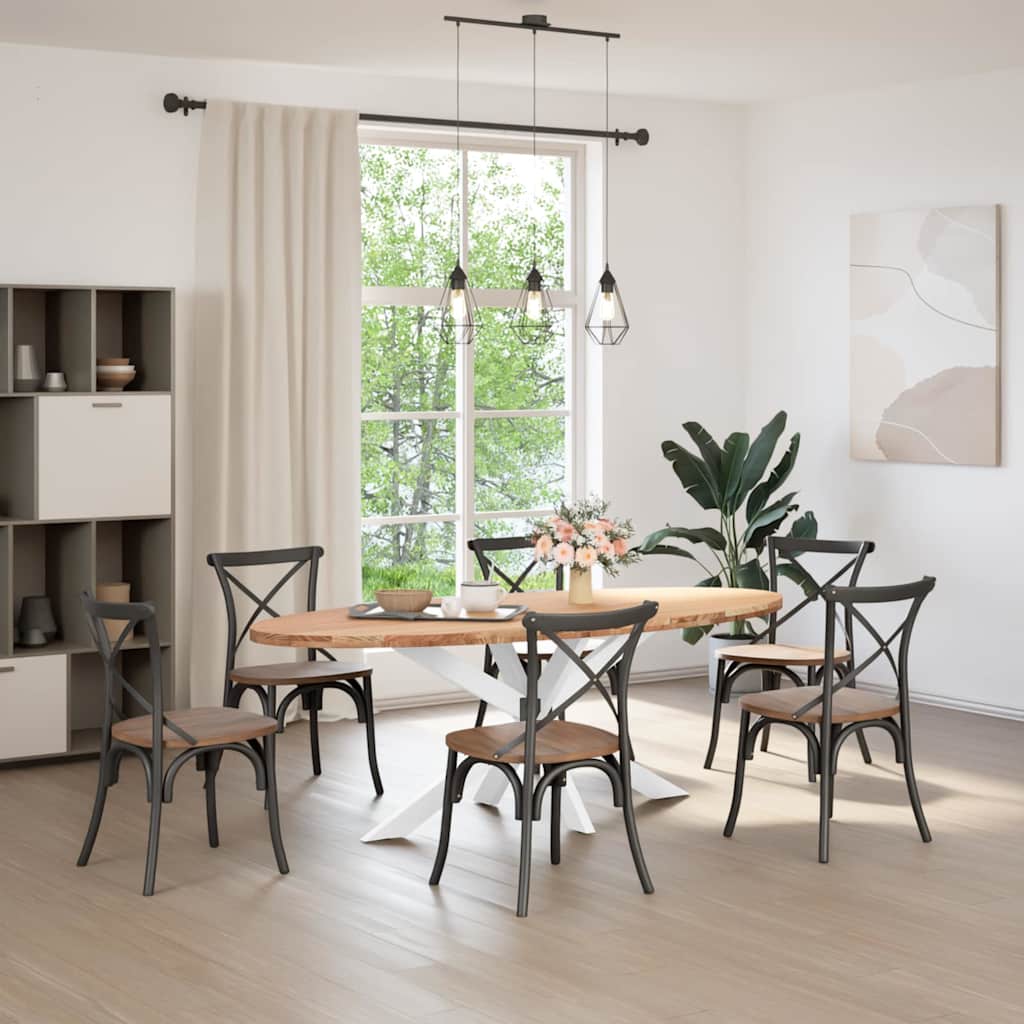 Eettafel 220x100x74 cm ovaal massief eikenhout lichtbruin