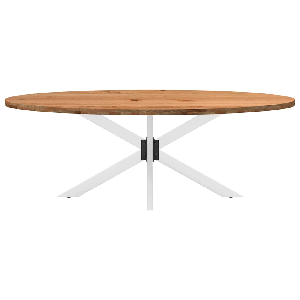 Eettafel 220x100x74 cm ovaal massief eikenhout lichtbruin