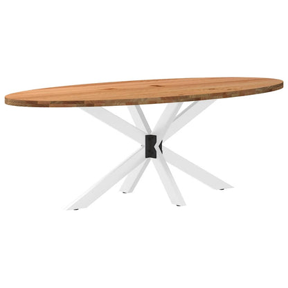 Eettafel 220x100x74 cm ovaal massief eikenhout lichtbruin