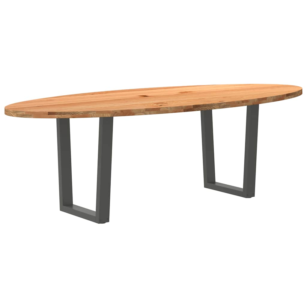 Eettafel 240x100x74 cm ovaal massief eikenhout lichtbruin