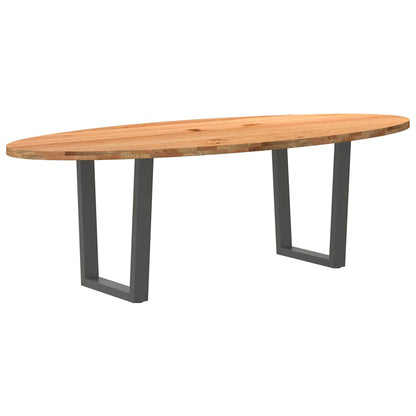 Eettafel 240x100x74 cm ovaal massief eikenhout lichtbruin
