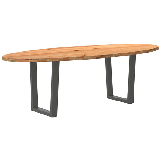 Eettafel 240x100x74 cm ovaal massief eikenhout lichtbruin