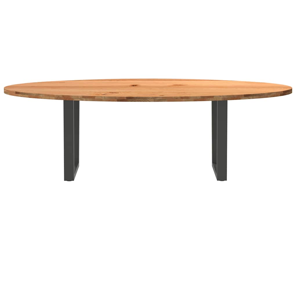 Eettafel 240x100x74 cm ovaal massief eikenhout lichtbruin