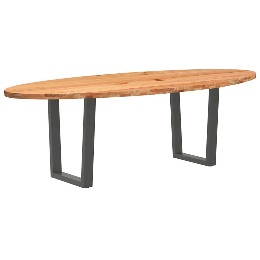 Eettafel 240x100x74 cm ovaal massief eikenhout lichtbruin