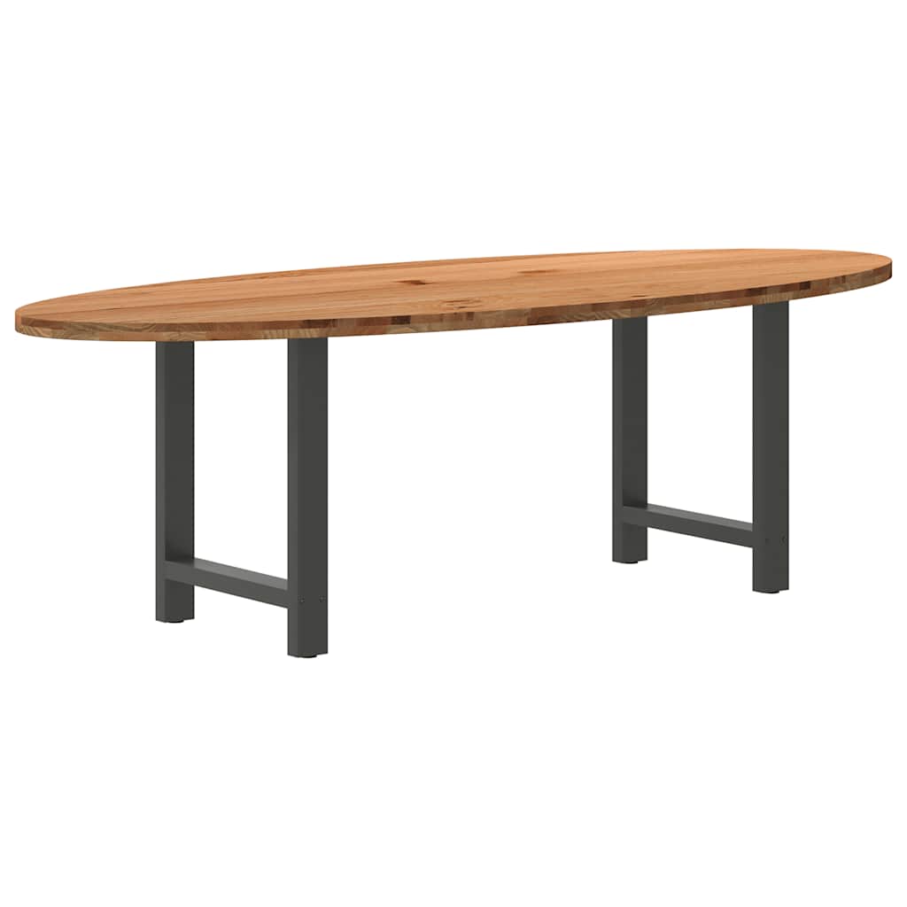 Eettafel 240x100x74 cm ovaal massief eikenhout lichtbruin