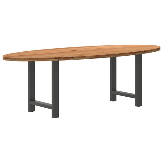 Eettafel 240x100x74 cm ovaal massief eikenhout lichtbruin