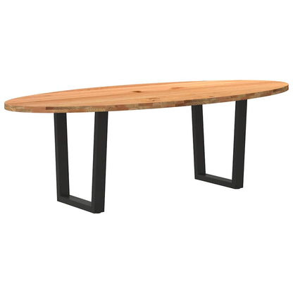 Eettafel 240x100x74 cm ovaal massief eikenhout lichtbruin