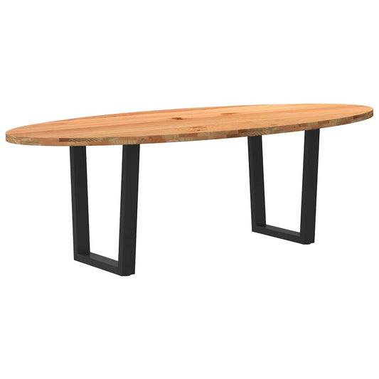 Eettafel 240x100x74 cm ovaal massief eikenhout lichtbruin
