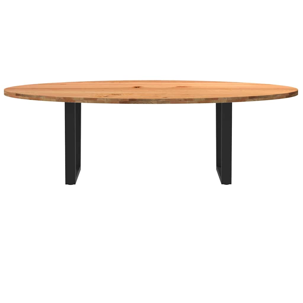Eettafel 240x100x74 cm ovaal massief eikenhout lichtbruin