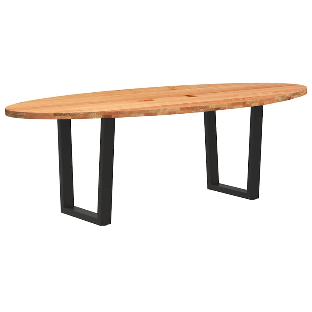 Eettafel 240x100x74 cm ovaal massief eikenhout lichtbruin