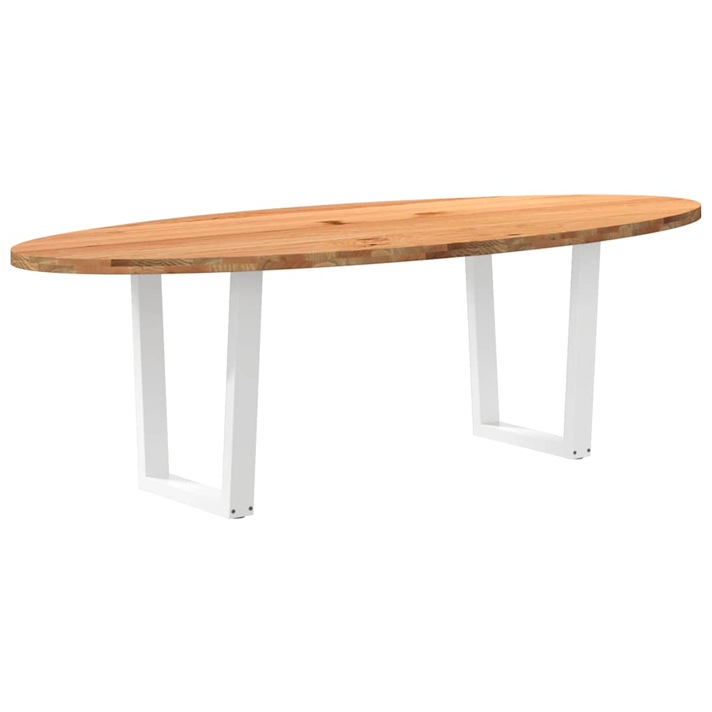 Eettafel 240x100x74 cm ovaal massief eikenhout lichtbruin