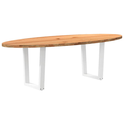 Eettafel 240x100x74 cm ovaal massief eikenhout lichtbruin