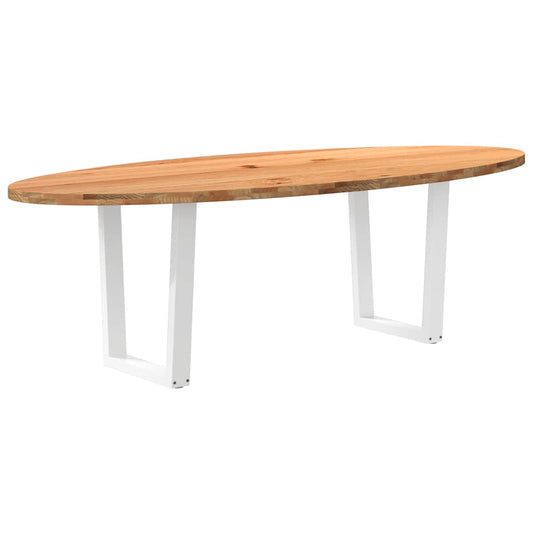 Eettafel 240x100x74 cm ovaal massief eikenhout lichtbruin