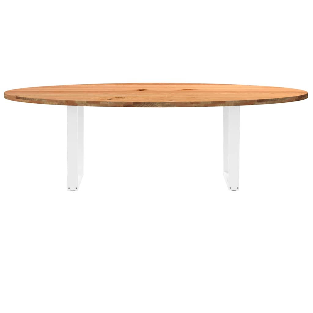Eettafel 240x100x74 cm ovaal massief eikenhout lichtbruin