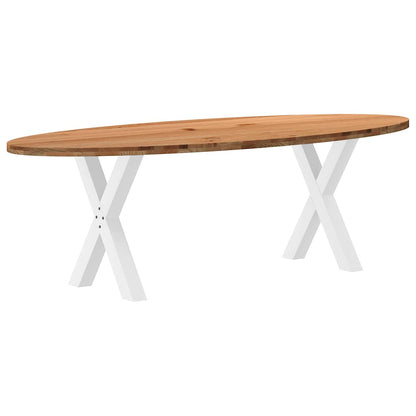 Eettafel 240x100x74 cm ovaal massief eikenhout lichtbruin