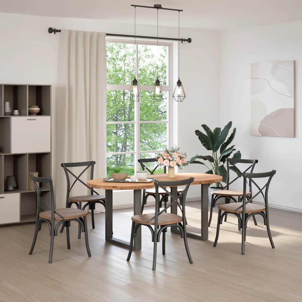 Eettafel 180x90x74 cm ovaal massief eikenhout lichtbruin