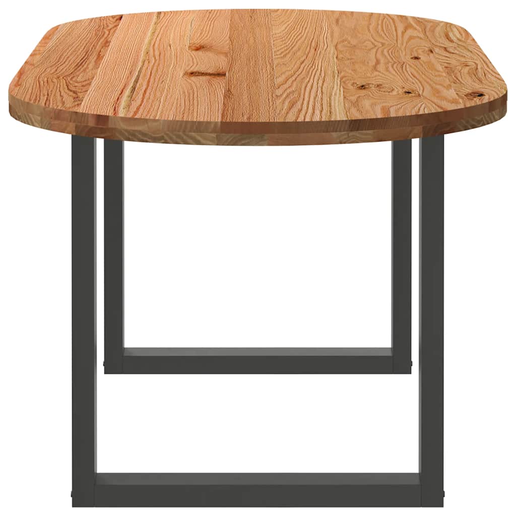 Eettafel 180x90x74 cm ovaal massief eikenhout lichtbruin