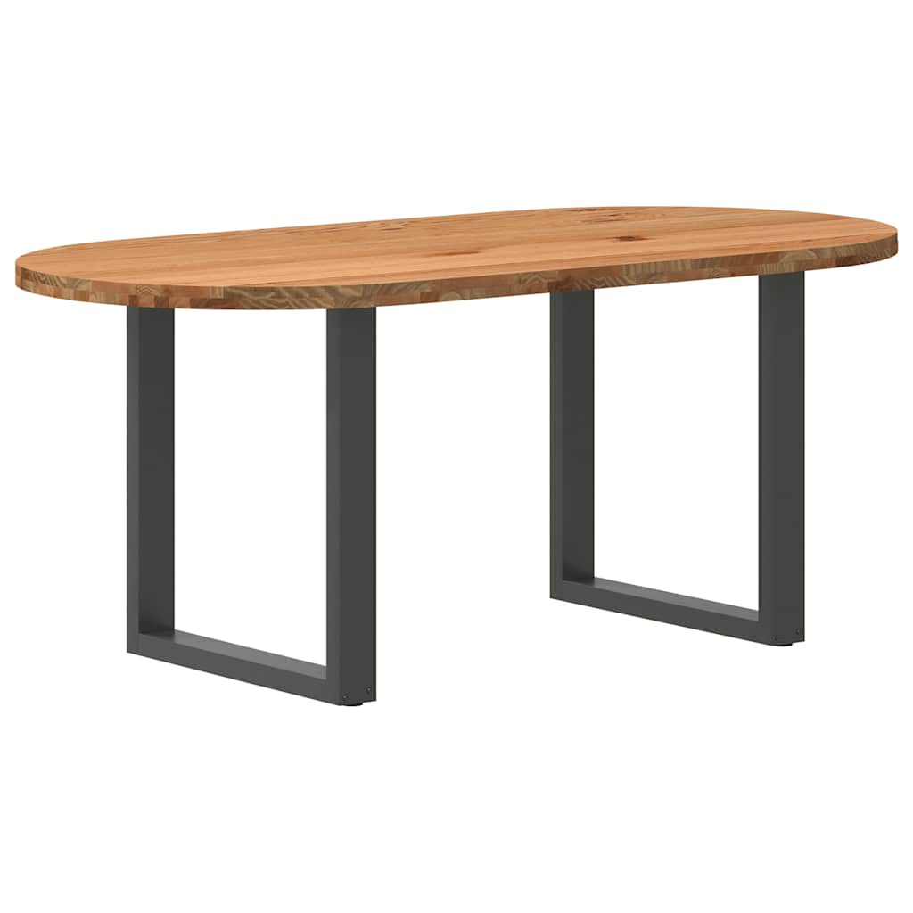 Eettafel 180x90x74 cm ovaal massief eikenhout lichtbruin