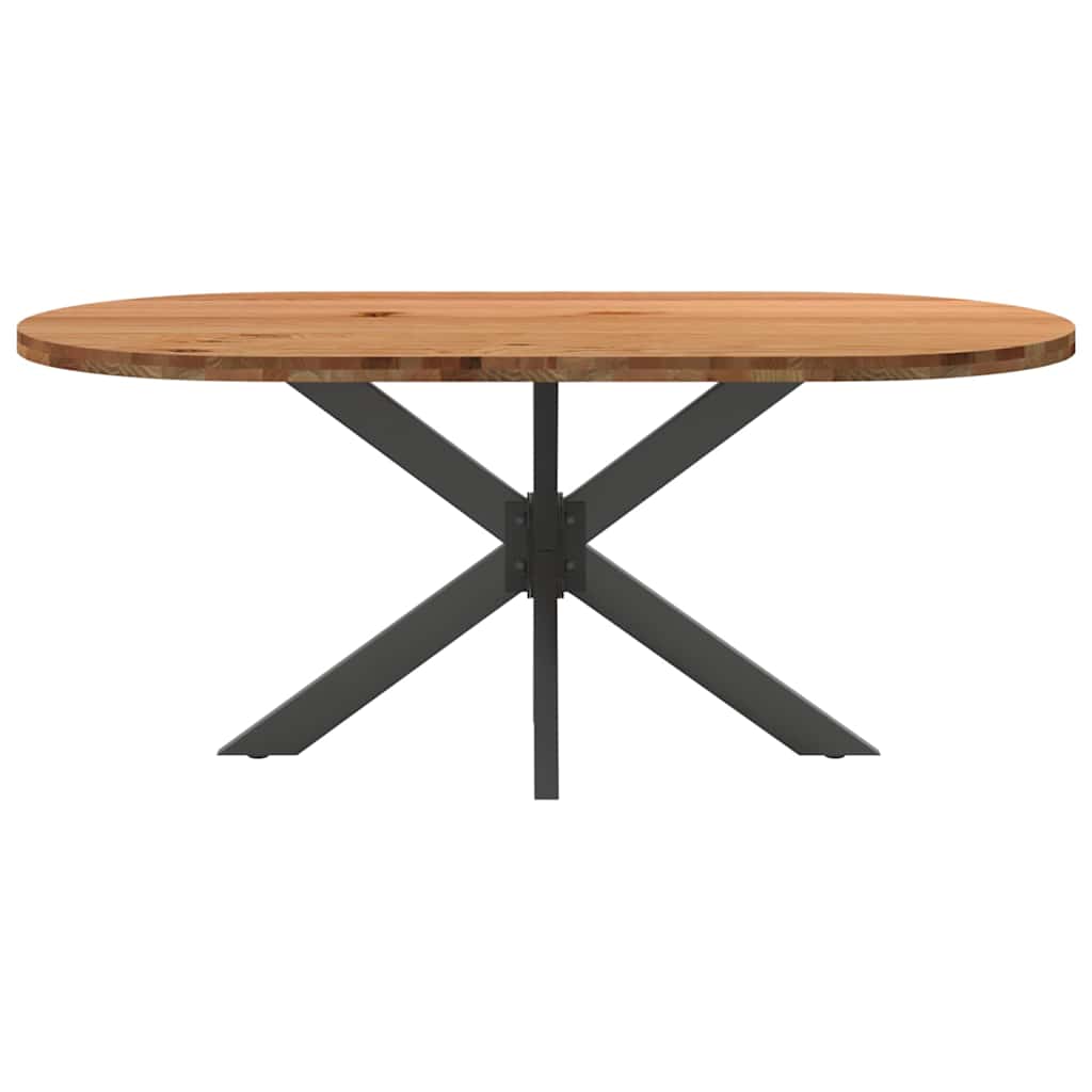 Eettafel 180x90x74 cm ovaal massief eikenhout lichtbruin