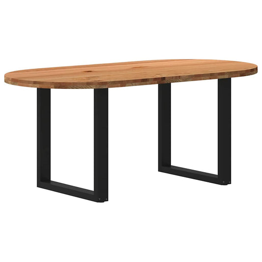 Eettafel 180x90x74 cm ovaal massief eikenhout lichtbruin