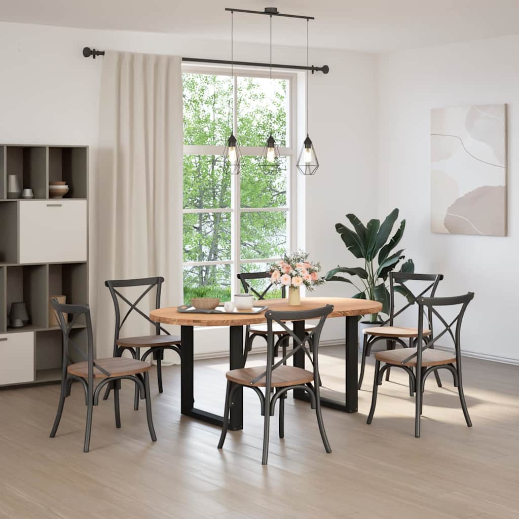 Eettafel 180x90x74 cm ovaal massief eikenhout lichtbruin