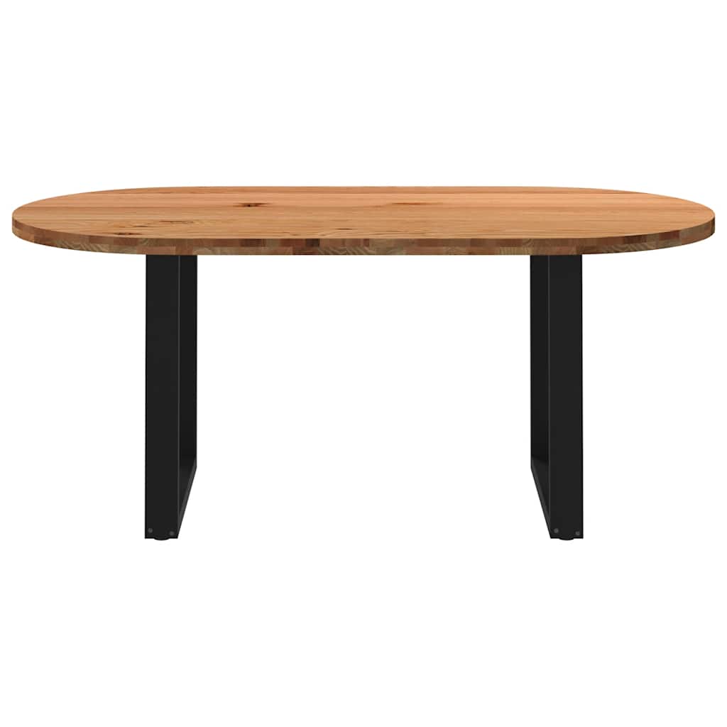 Eettafel 180x90x74 cm ovaal massief eikenhout lichtbruin