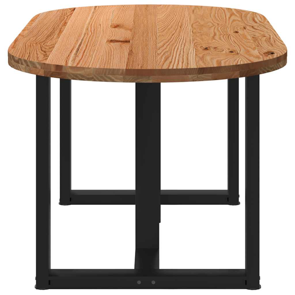 Eettafel 180x90x74 cm ovaal massief eikenhout lichtbruin