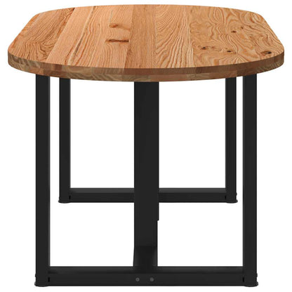 Eettafel 180x90x74 cm ovaal massief eikenhout lichtbruin