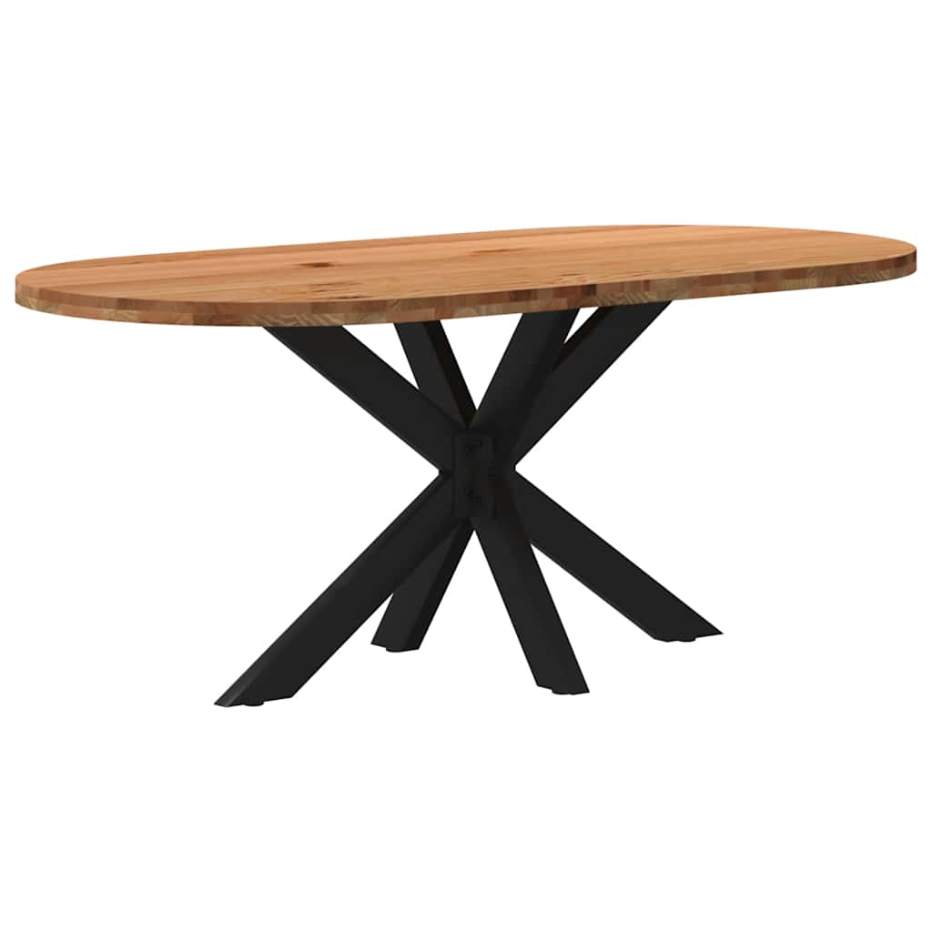 Eettafel 180x90x74 cm ovaal massief eikenhout lichtbruin